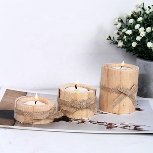 Rustic Style Handmade Round Wooden <b>Candle</b> Stand Unique Pillar <b>Taper</b> Candlestick Holder Home Table Centerpiece Living Room Decor - Product Image 5