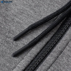Men's Gray Hooded Fleece Tracksuit Full Sleeve Solid Color Breathable Polyester Lightweight Casual Sporty Autumn Wear Loose Fit - Product Image 5