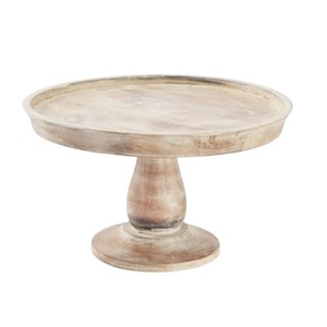 Wholesale Handcrafted Round Wooden Cake Stand Whitewash Pedestal Stand for Weddings Birthdays and Farmhouse Kitchen Decor - Product Image 1
