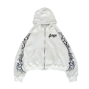 OEM 2026 Nouveau Sweat à Capuche Zippé Streetwear Personnalisé avec Logo Brodé Homme Femme Manches Unies Imprimées Oversize en Coton Molletonné - Product Image 3