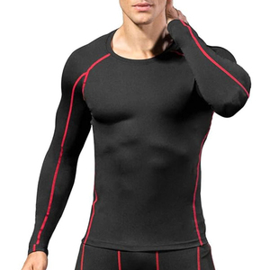 Men's <b>Black</b> <b>Long</b> Sleeve O-Neck Slim Fit Quick Dry Knitted Sport <b>T</b>-<b>Shirt</b> Solid Color Polyester Athletic Wear - Product Image 3