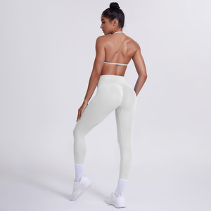 Conjunto de Yoga de 2 Piezas sin Tirantes, Cintura Alta, Largo Completo, Sin Costuras, Transpirable, Estampado, Ropa Deportiva, Elástico en 4 Direcciones, Simple - Product Image 6