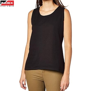 Index Women's <b>Black</b> Knitted O-Neck <b>Tank</b> <b>Top</b> Casual Summer Wear Regular Length Solid Color Breathable Fitness <b>Top</b> - Product Image 1