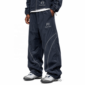 Custom <b>Polyester</b> Blank Oversized Reflective men's pants Waterproof Windproof Track Pants Lightweight Nylon <b>Jogger</b> Sweatpants - Product Image 1