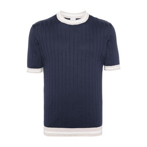 T-shirt noir décontracté pour homme, motif uni, haute qualité, en tissu tricoté, brodé, style simple et sombre, personnalisable pour l'été - Product Image 1
