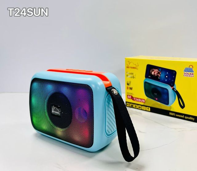 T24SUN Solar Power Speaker Portable Heavy Bass Outdoor FM Radio Rechargeable USB TF OEM Wholesale Africa Market Stand