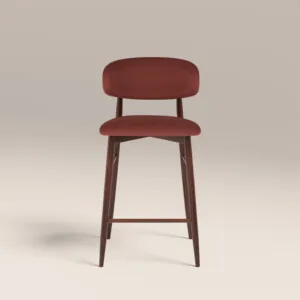 TABURETE DE COCINA HALSTON ROJO RUST SINTERIOR Y NUEZ - Product Image 1