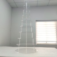 Support à gâteau élégant et moderne en acrylique, design autoportant, présentoir surélevé personnalisé pré-assemblé pour présentations de vêtements et anniversaires