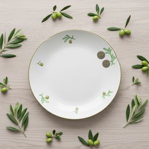 Plato de Porcelana Fina de Primera Calidad 3460986D-25, Nuevo, con Estampado de Rama de Olivo y Fruta - Product Image 4