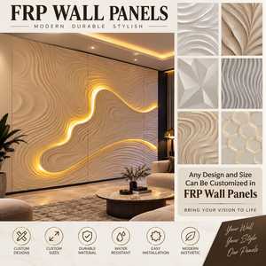 Panneau mural en fibre de verre 3D, revêtement mural décoratif intérieur, design moderne, motif ondulé texturé, panneau mural en FRP, LED électrique - Product Image 5