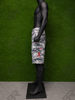 Shorts cargo en denim gris camouflage vintage pour homme, taille mi-haute, séchage rapide, décontracté, pour l'hiver et l'été