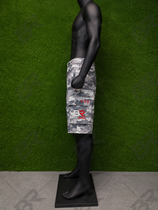Gray <b>Camo</b> Vintage Woven <b>Men</b> Denim Cargo Shorts Mid Waist Quick Dry Casual Winter Summer Wear - Product Image 2