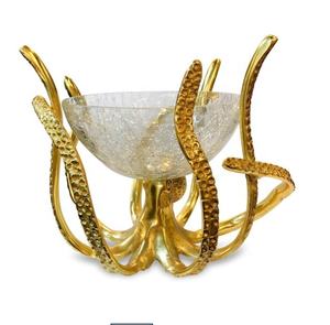 Centro de Mesa Decorativo de Estilo Nórdico, Tazón para Servir con Forma de Pulpo, de Aluminio Dorado Ecológico, Decoración Moderna para el Hogar de Estilo Costero, Estatua para Mesa - Product Image 4