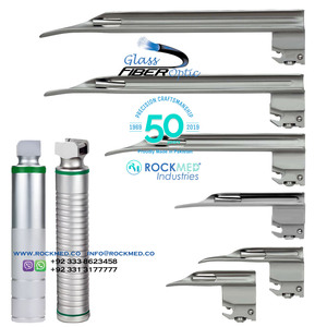 ROCKMED ENT <b>Instruments</b> Green fitting reusable laryngoscope OPTIMA MACINTOSH BLADES Fiber <b>Optic</b> Premium Quality - Product Image 2
