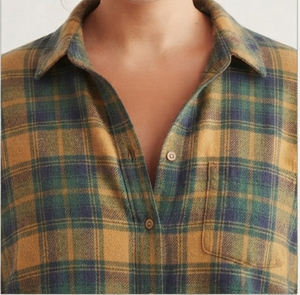 เสื้อเชิ้ตผู้หญิงลายสก็อตตัวใหญ่ แขนยาว ติดกระดุม ผ้าฝ้าย 100% ทรงหลวม ไหล่ตก ปกคอพับ เสื้อเชิ้ตตัวยาวสำหรับฤดูหนาว - Product Image 4