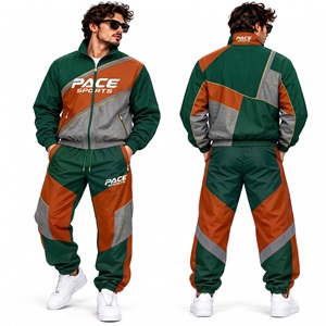 mens navy blue <b>red</b> white geometric jacket and pant set full zip windbreaker jacket diagonal panel track pant training suit <b>tops</b> - Product Image 5