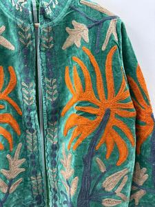 Hand Embroidered Floral Velvet Short Jacket Statement Outerwear Coat Artistic Clothing Unisex Jacket Gift For <b>Wife</b> Bridal Jacket - Product Image 2