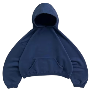Hoodie personnalisé surdimensionné en molleton doux de coton pour homme, coupe courte, épaules tombantes, style boxy, avec impression en relief - Product Image 3