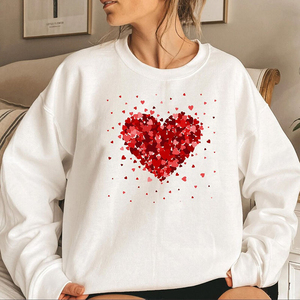 Camiseta de Mujer con Estampado de Corazones Rosados, Cuello Redondo, Corte Holgado, Manga Corta, Informal, 100% Algodón, Tejido Jersey, Primavera Verano - Product Image 3