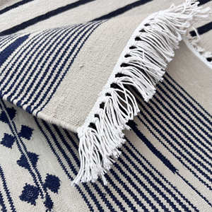Alfombra de tejido plano a rayas Beige moderna hecha a mano, algodón indio teñido vegetal Natural personalizado de proveedor de confianza - Product Image 4