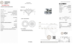 Diamora Jewels - Diamante Suelto Cultivado en Laboratorio, Certificado IGI, Corte Brillante, Color F, 1 Quilate, Modelo 698-36-B-CVK-3121, Número de Certificado - Product Image 5