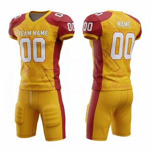 Conjunto de Uniforme de Fútbol Americano Sublimado Personalizable, Camiseta y Pantalones Cortos, 100% Poliéster Transpirable con Posición para Logotipo Frontal - Product Image 4