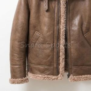 Custom Premium <b>Suede</b> Pilot Shearling Collar Winter Warm Windproof Outdoor Casual Bomber Style <b>Suede</b> Leather <b>Jacket</b> - Product Image 4