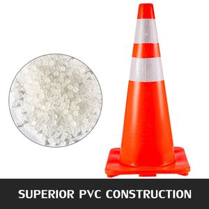 Coni di sicurezza stradale in PVC arancione da 28 \ "con colletto riflettente per addestramento al parcheggio stradale e avviso di traffico - Product Image 2