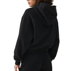 Sweat-shirt à capuche zippé court personnalisé pour femme en molleton de coton, coupe oversize, style streetwear décontracté, fabricant OEM en gros - Product Image 5
