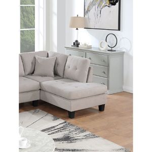 Set Divano Sezionale 2 Pezzi in Velluto Trapuntato Mushroom Tweeted, Mobili Soggiorno con Borchie, Divano LAF, Chaise Longue RAF, Confortevole - Product Image 3