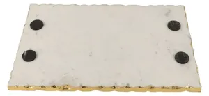 Luxury White Marble Serving Tray with Gold Metal Handles Classic Multifunctional <b>Desk</b> & Living Room Storage Organizer - Product Image 4