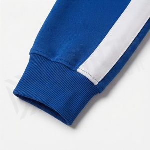 Chándal Azul con Capucha para Hombre, Cierre Completo, Color Sólido, Ropa Deportiva Informal con Bolsillos Laterales, Corte Regular, para Otoño - Product Image 6