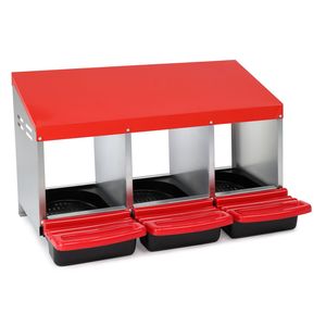 Nido per Galline a 3 Scomparti Tipo H, Cestello Estraibile in Plastica Rossa per Deposizione Uova - Product Image 2