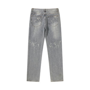 Pantalon cargo en jean pour homme, style streetwear, respirant, taille élastique, couleur unie, délavé, coupe slim, décontracté, automne-printemps, plusieurs poches - Product Image 2