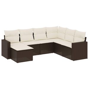 Conjunto de Sofás de Jardín en Color Marrón y Blanco Crema - Product Image 2