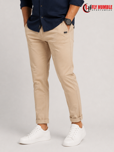 Pantalones Casuales Color Caqui para Hombre Fly Humble, Corte Recto, Cintura Media, Bolsillos Laterales, Forro de Felpa de Poliéster/Algodón, Transpirables - Product Image 3