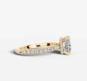 Anillo de compromiso geométrico de moissanita de 8 mm con corte cojín y engaste de garras, chapado en oro amarillo sobre plata de ley 925, clásico nupcial - Product Image 2