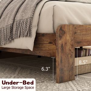 <b>Queen</b> <b>Size</b> Wood Platform <b>Bed</b> <b>Frame</b> Noise-Free with Easy Assembly Tool No Box Spring Needed Large Storage Elegant Wooden <b>Beds</b> - Product Image 3