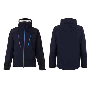 Men Softshell Jacket Hooded Fleece Backed Windproof Waterproof <b>Raincoat</b> Breathable Outdoor Climbing Coat Navy for Raining Season - Product Image 1