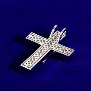 Bague Croix de Jésus en Diamant Plaqué Or Blanc et Or Rose, Crucifix Sertie de Diamants, Cadeau Religieux pour Fête (Plaqué Rhodium Argenté) - Product Image 4