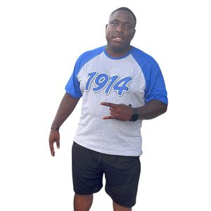 Camisa Raglán Premium Gris Phi Beta Sigma 1914 para Hombre, Ajuste Cómodo, Prenda de Alta Calidad para Fraternidad Griega, Ropa Casual - Product Image 1