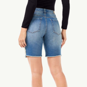 <b>Black</b> Solid Women's <b>High</b> <b>Waist</b> <b>Denim</b> <b>Shorts</b> Regular Fit Casual Plus Size Cotton Breathable Elastic <b>Waist</b> <b>High</b> Quality OEM - Product Image 3
