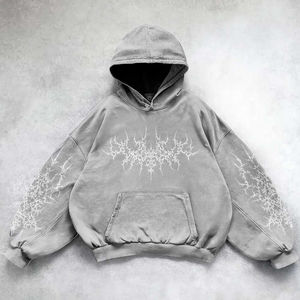 Sweat à capuche unisexe personnalisé en coton léger 100 % avec broderie vieillie, style streetwear hiver, séchage rapide, respirant, en polaire - Product Image 6