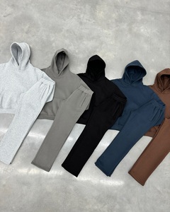 Survêtements d'hiver personnalisés avec logo, ensemble sweat à capuche en molleton bouclette, pour hommes, en coton épais et lourd, coupe oversize - Product Image 3