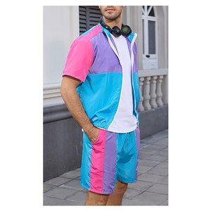 Vintage Solid Windbreaker Jacket Track Suit Disco Outfit Workout <b>Set</b> Retro Streetwear Fashion Two Piece Athletic Jacket Pants - Product Image 3