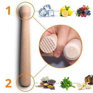 Wooden Cocktail Muddler <b>Bar</b> <b>Tool</b> With Textured End For Herbs And Ice Durable Design Simple Style <b>Bar</b> muddler gift for her - Product Image 4