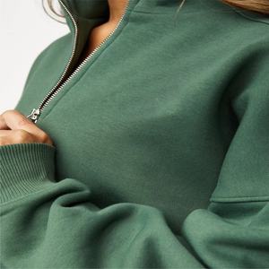 Womens Dark Green Half Zip Sweatshirt And <b>Matching</b> <b>Joggers</b> <b>Set</b> Premium Heavyweight Fleece Pullover Loungewear Two Piece Outfit - Product Image 6