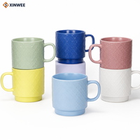Ensemble de tasses à café en céramique de style nordique personnalisées et uniques, avec motif en relief, empilables, petites tasses à thé, à café, à latte, à lait, à cappuccino