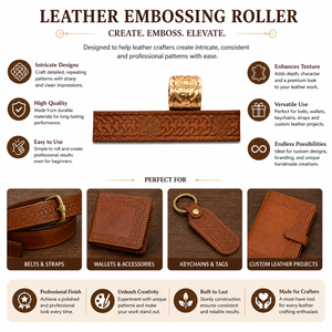 <b>Leather</b> Embossing Roller for Belts Wallets Keychains & <b>Leather</b> Crafts | Premium Brass Pattern Roller | Professional Leathercraft - Product Image 5