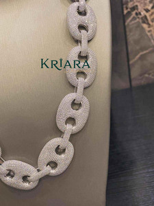 <b>Statement</b> <b>Necklace</b> S925 Silver Rhodium Plated Moissanite Link Chain Flower Design Luxury Party Jewelry Unisex - Product Image 2